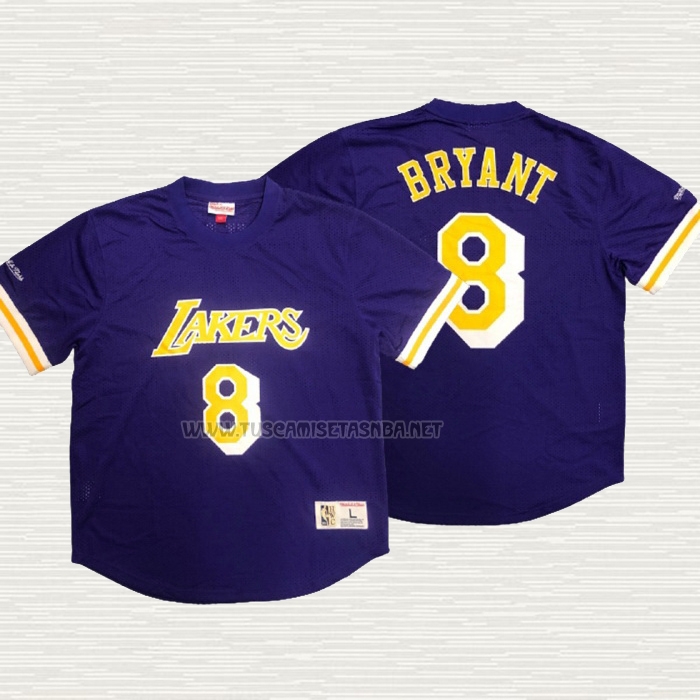 Camiseta Kobe Bryant NO 8 Los Angeles Lakers Manga Corta Violeta